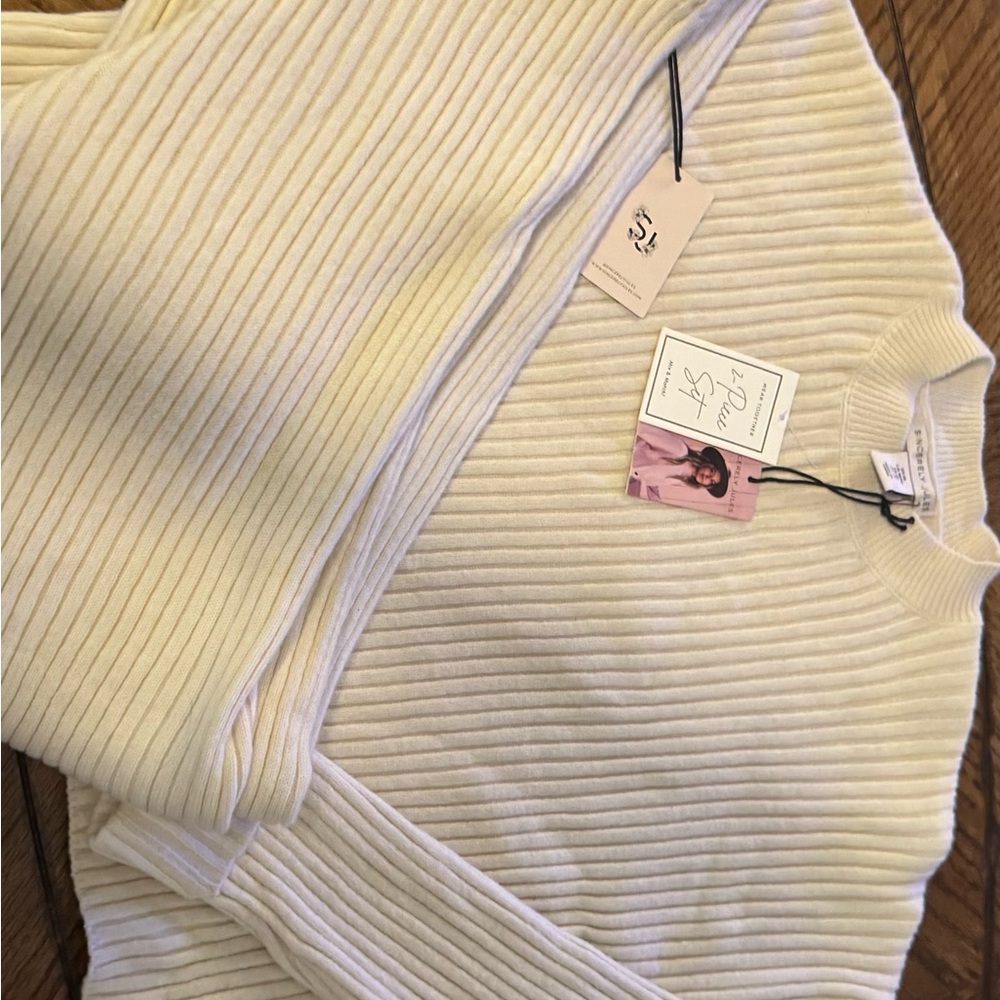Sincerely Jules Ivory Ribbed Knit Sweater Set with top and pants